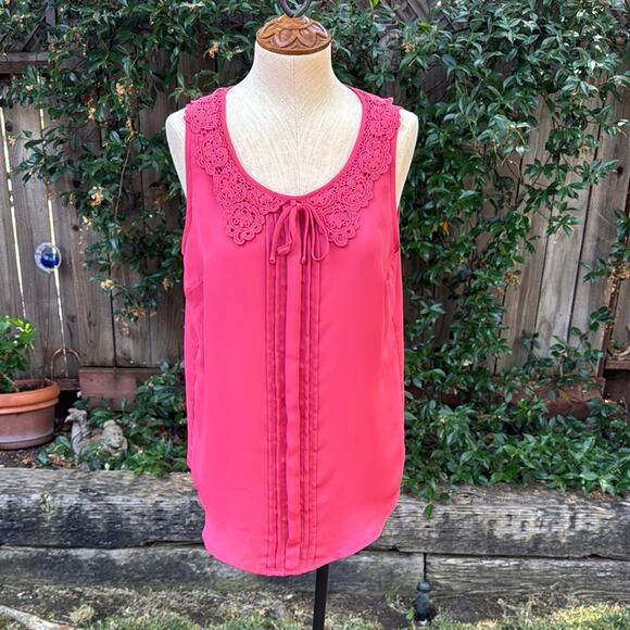 LC Lauren Conrad Sleeveless Coral Pink Semi Sheer Blouse Women's Size Medium - Picture 1 of 9